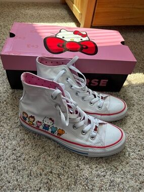 Converse White Hello Kitty Character High Top Sneakers